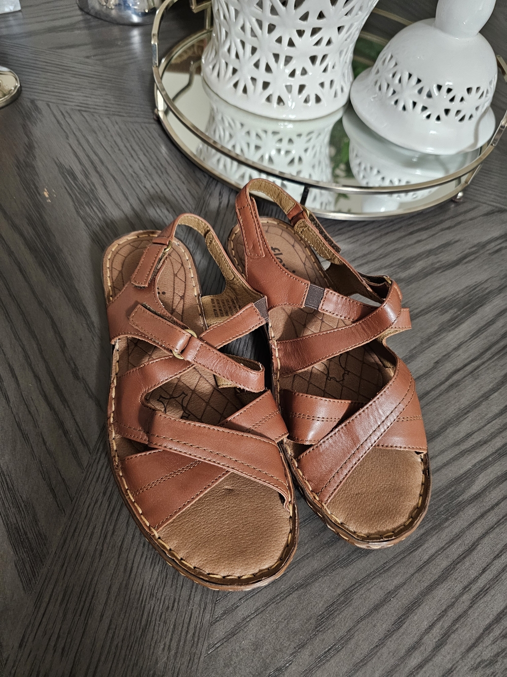 Flexi Women's Brown Leather Strappy Slingback Sandals